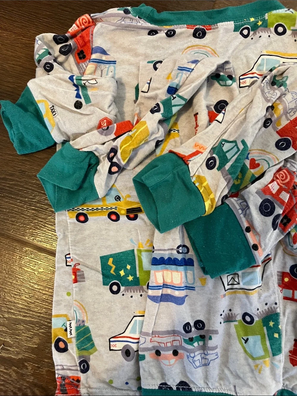 Little Sleepies Trucks Print Pajama Set - Teal Trim